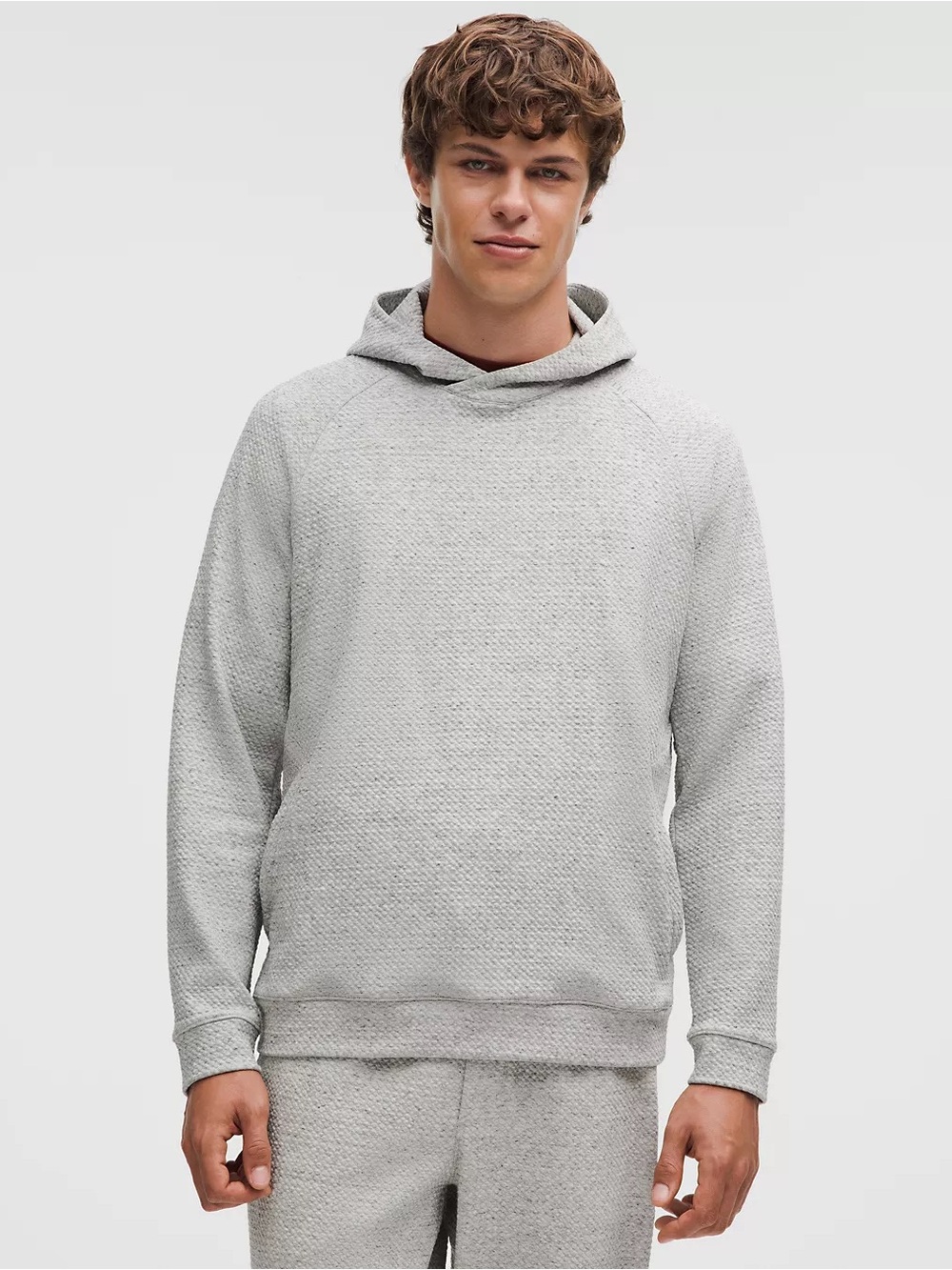 lululemon athletica At Ease Light Gray Textured Hooded Sweatshirt